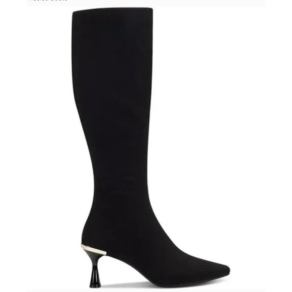 Alfani Shoes - Alfani Women Black Soft‎ Upper Pointed Toe Kitten Heel Knee High Boots 5M NEW